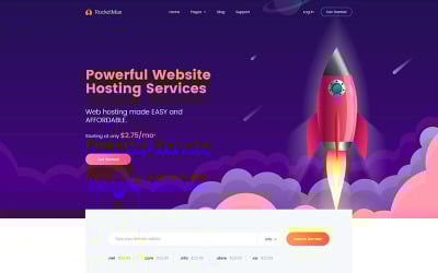 Rocketmax - responsywny szablon strony internetowej usługi hostingowej