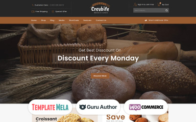 Crevbite - тема WooCommerce для пекарни и шоколадного магазина