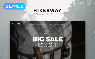 Hiker Way - багатосторінковий сучасний шаблон OpenCart для магазину подорожей