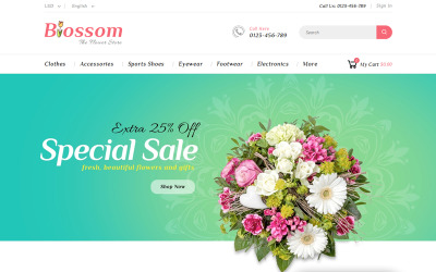 Blossom - Negozio di fiori e regali Tema PrestaShop