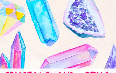 21 kristallen en edelstenen - illustratie