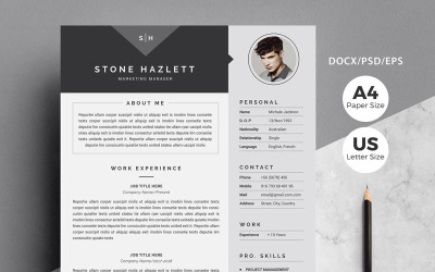 Plantilla de curriculum vitae de Hazlett de Resume-Stone moderno