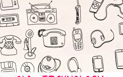 51 Ретро компьютер и технологии - Иллюстрация