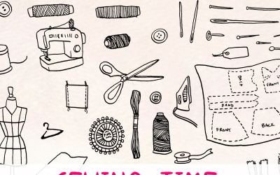 92 Sömnad, söm och mode - Illustration