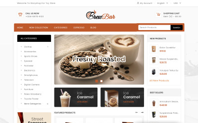 BrewBar - Coffee Shop Motyw PrestaShop
