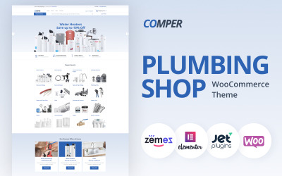 "Comper - Plumbing ECommerce Classic Elementor" Responsive WooCommerce Thema №79791