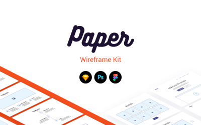 Elemente der Benutzeroberfläche des Paper Wireframe Kit