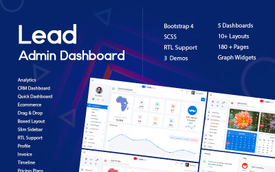 "Lead Dashboard" - bootstrap Шаблон для адмінки №79783