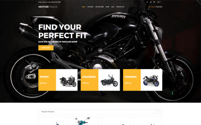 MOTORTRACK - nowoczesny motyw Shopify z wieloma stronami motocyklowymi