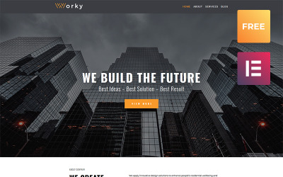"Worky lite - Architectural Modern Elementor" - адаптивний WordPress шаблон №79814