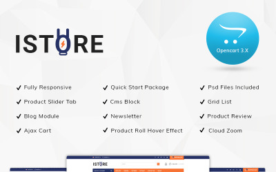 iStore - Elektronik Mağazası OpenCart Şablonu