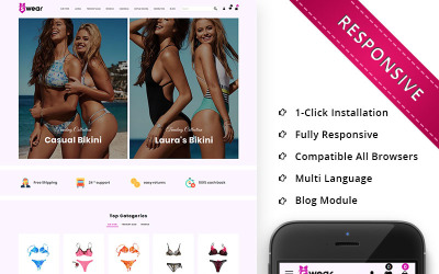 "Swear - The Lingerie Store Responsive" - OpenCart шаблон №79940