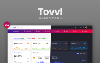Tovvl - Modèle d'administration de tableau de bord réactif Bootstrap 4