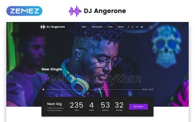 DJ Angerone - Modelo de site em HTML moderno com várias páginas de música