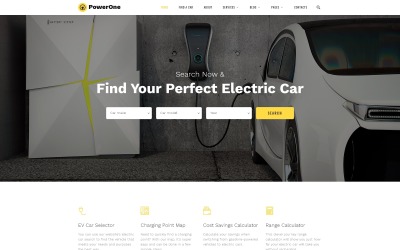 PowerOne - Electric Cars klasszikus többoldalas HTML5 webhelysablon