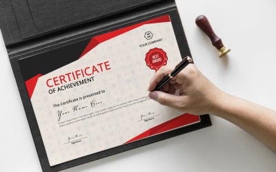 Red&amp;amp;Gray Achievement Certificate Template