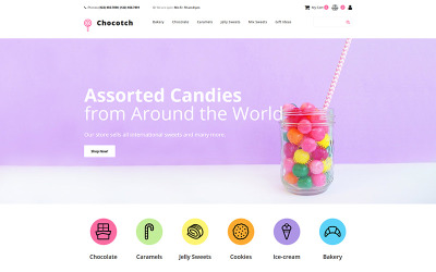 Chocotch - Candy Store MotoCMS e-kereskedelmi sablon