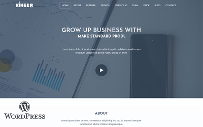 "Kinger - Personal Business Portfolio Landing" Responsive WordPress thema №80472