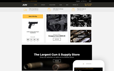 Responzivní Shopify motiv "AIM - Weapon Store Modern" #80484