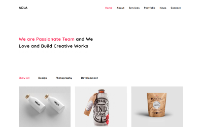 Aola - Minimalistické portfolio Joomla 4 šablona
