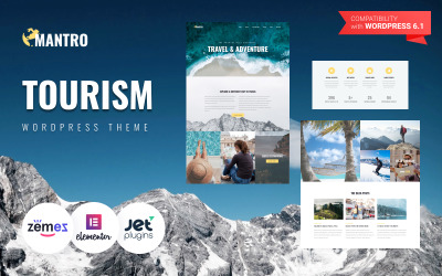 Mantro - Cestovní ruch Jedna stránka Moderní téma WordPress Elementor