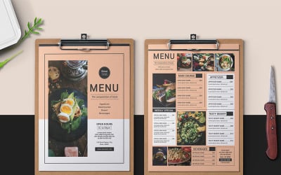 Folheto de menu de comida de restaurante - modelo de identidade corporativa