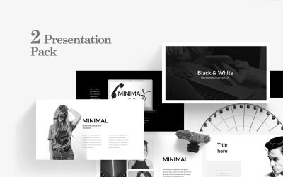 Modelo de PowerPoint de pacote de apresentação em preto e branco