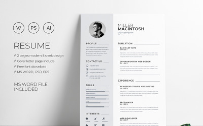 Минимальный шаблон резюме Miller Macintosh