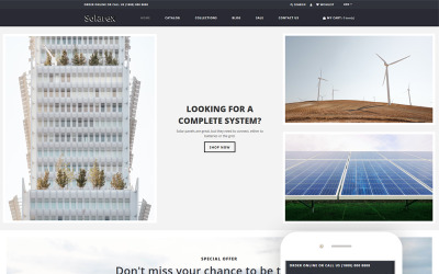 Solarex - Тема багатосторінкової сонячної енергії Clean Shopify