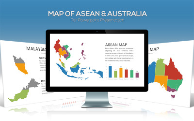 Asean &amp;amp; Australië-kaarten voor PowerPoint-sjabloon