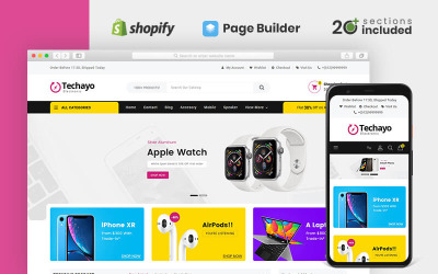 Responsivt Techayo Electronics Store Shopify-tema #81747