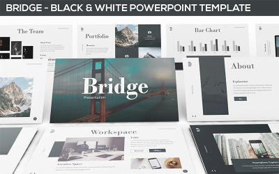 Мост - шаблон черно-белой презентации PowerPoint