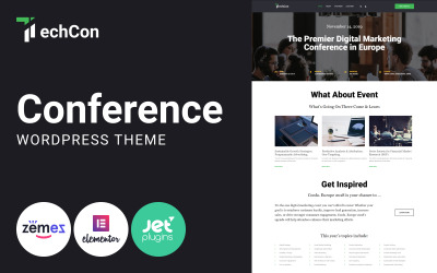 TechCon - Tema WordPress Elementor para Hackathon para Site de Conferência de Tecnologia