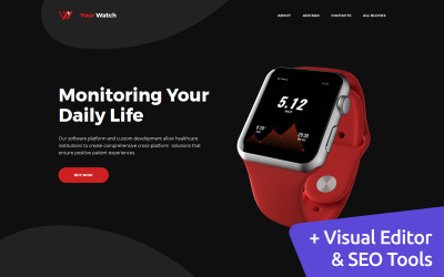 Modello di Landing Page Responsive #82058 "Your Watch - Product Launch"
