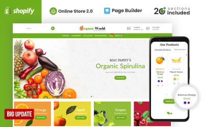 Biologische wereldvoedsel- en supermarkt Shopify-thema