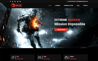 Game War - Game Portal PSD-sjabloon