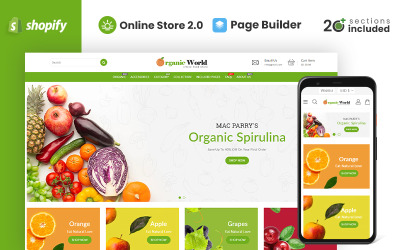 Organisk världsmat och livsmedelsbutik Shopify-tema