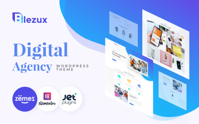 Responsive Blezux - Digital Multipurpose Modern WordPress Elementor Theme #82198
