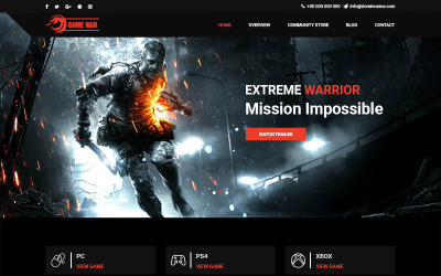 Tema PSD #82128 "Game War - Game Portal"