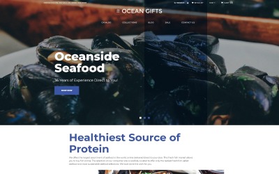 Tema Shopify moderno del negozio di articoli da regalo sull&amp;#39;oceano e frutti di mare