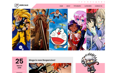 Blog de anime - Plantilla PSD de Blogger de dibujos animados de manga