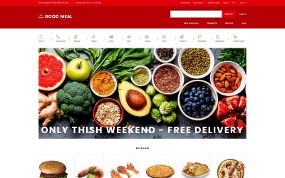 Buon pasto - Modello OpenCart creativo multipagina per negozio di alimentari