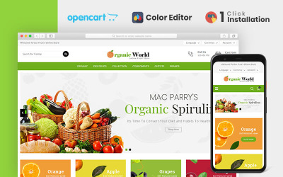 "Organic World Grocery Store" Responsive OpenCart Template №82691