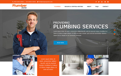 "Plumber Zone - Plumbing Services PSD Template" PSD Template №82655