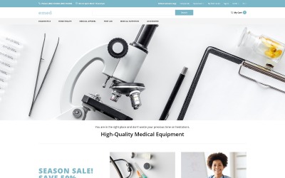 Emed - Orvosi berendezések többoldalas tiszta OpenCart sablonja