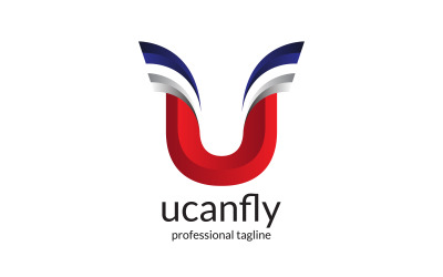 Letter U - U kunt logo-ontwerp vliegen