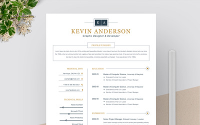 Modello di curriculum di Kevin Anderson
