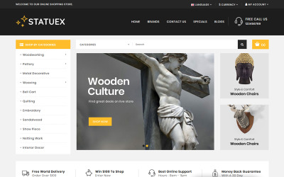 Modello OpenCart Responsive #82745 "Statuex - Art Gallery Shop"
