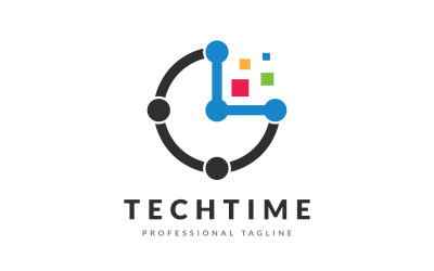 Création de logo de temps de technologie numérique