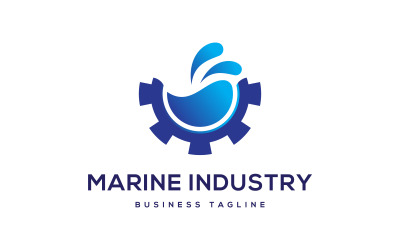 Logo della tecnologia dell&amp;#39;acqua dell&amp;#39;ingranaggio dell&amp;#39;industria marina